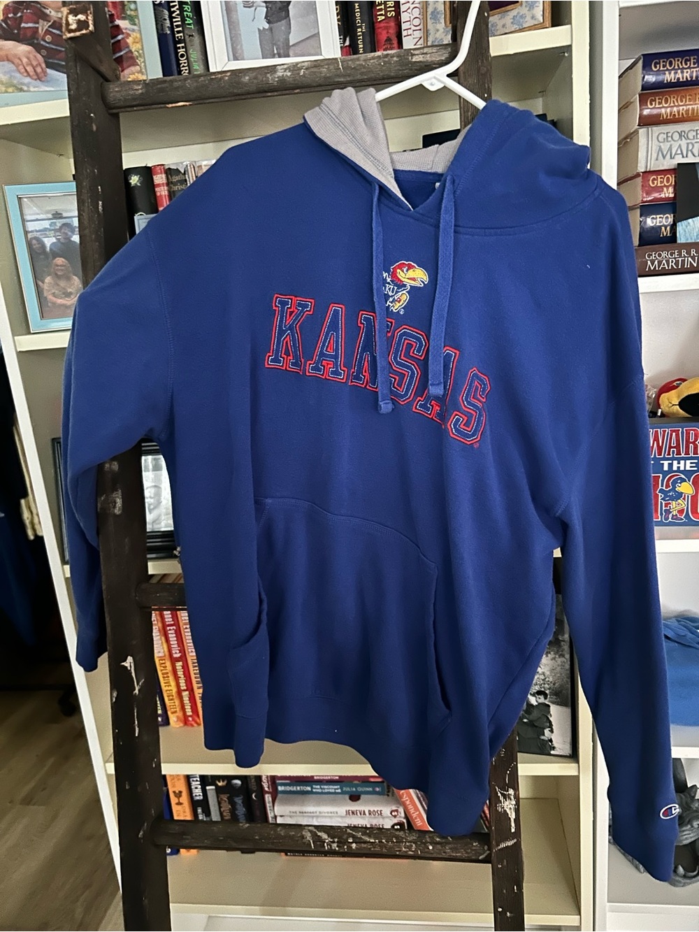 Champion Royal Blue Kansas Pullover Hoodie with Red and Yellow Logo